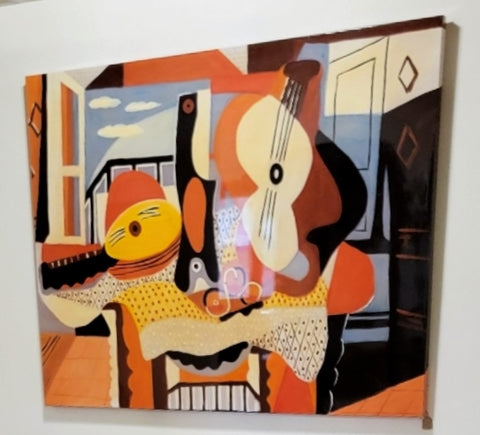 Picasso "Mandolin and Guitar" Oversize Canvas Orange Abstract