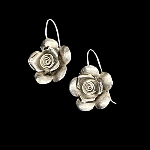 Sterling Silver Rose Earrings