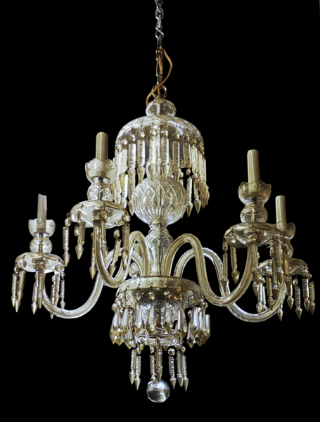 Early 20th Century Victorian Crystal 5-Light Chandelier