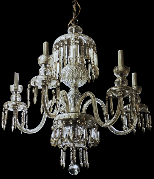Early 20th Century Victorian Crystal 5-Light Chandelier