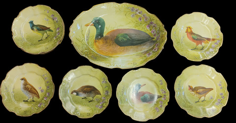 Late 19th Century Limoges Game Bird Set Dinnerware - 9 Pieces