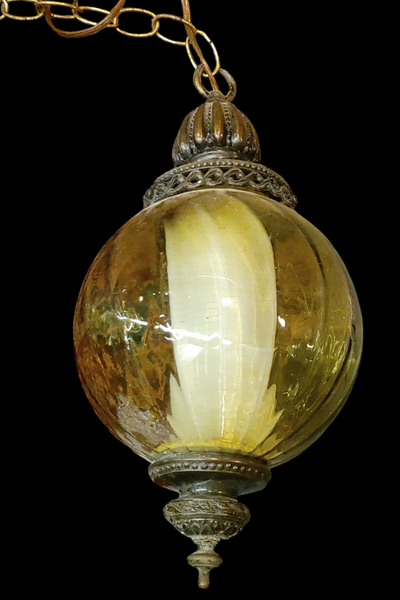 MCM Retro Swag Amber Glass Globe Pendant Light