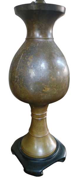 PAIR Vintage Brass Bronze Urn Style Lamps String Lamp Shades