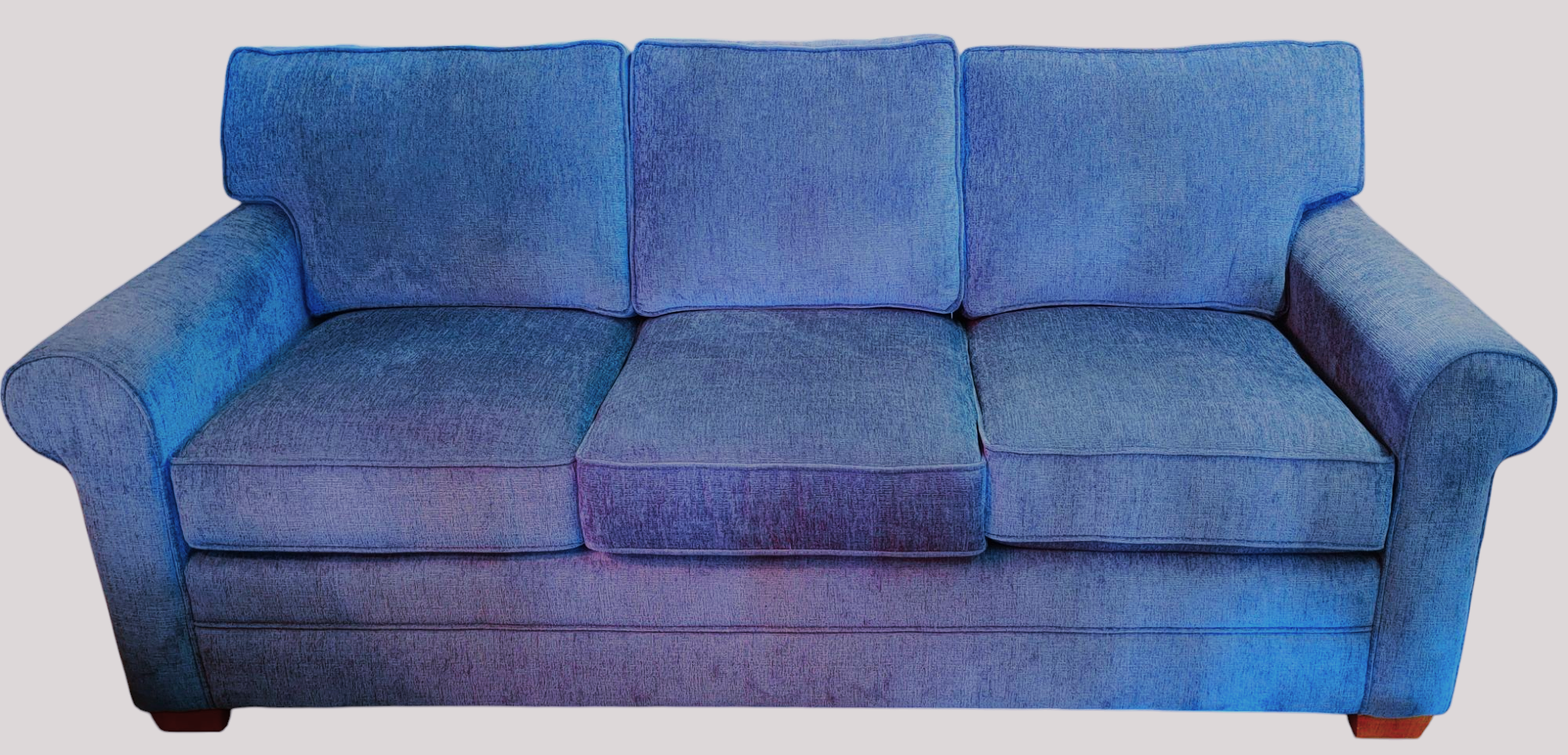 NEW Braxton Culler Blue Chenille Loose Back Sofa
