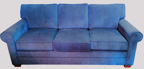 NEW Braxton Culler Blue Chenille Loose Back Sofa