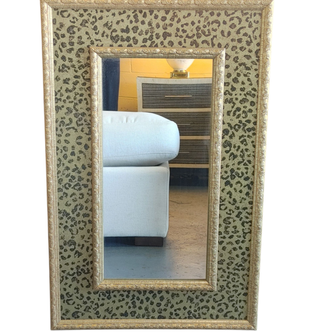 Animal Print Framed Rectangular Gold Mirror
