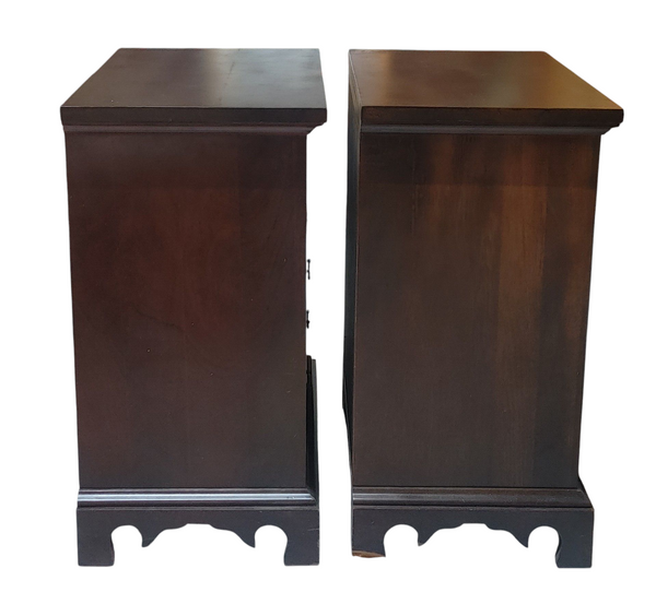 Craftique Mahogany Chippendale 3-Drawer Nightstand Side Tables