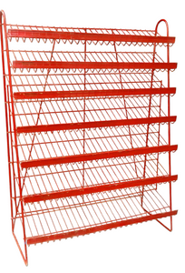 Vintage Red Metal Display Rack Shelf 7-Tier