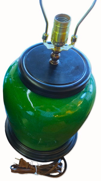 New Handcrafted Green Asian Ginger Jar Crackle Finish Table Lamp | Two Available | Sold Separately