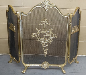 Vintage Brass French Provincial Style Fire Screen