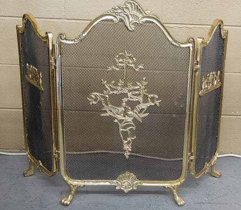 Vintage Brass French Provincial Style Fire Screen