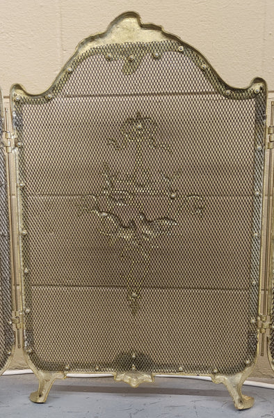 Vintage Brass French Provincial Style Fire Screen