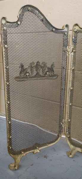 Vintage Brass French Provincial Style Fire Screen