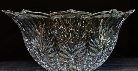 Vintage Crystal Lotus Punch Bowl Centerpiece