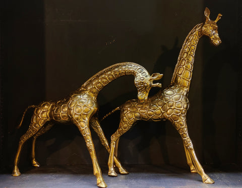 Vintage Tall Brass Giraffes - PAIR