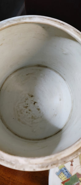 Antique Famille Rose Ceramic Lidded Jar