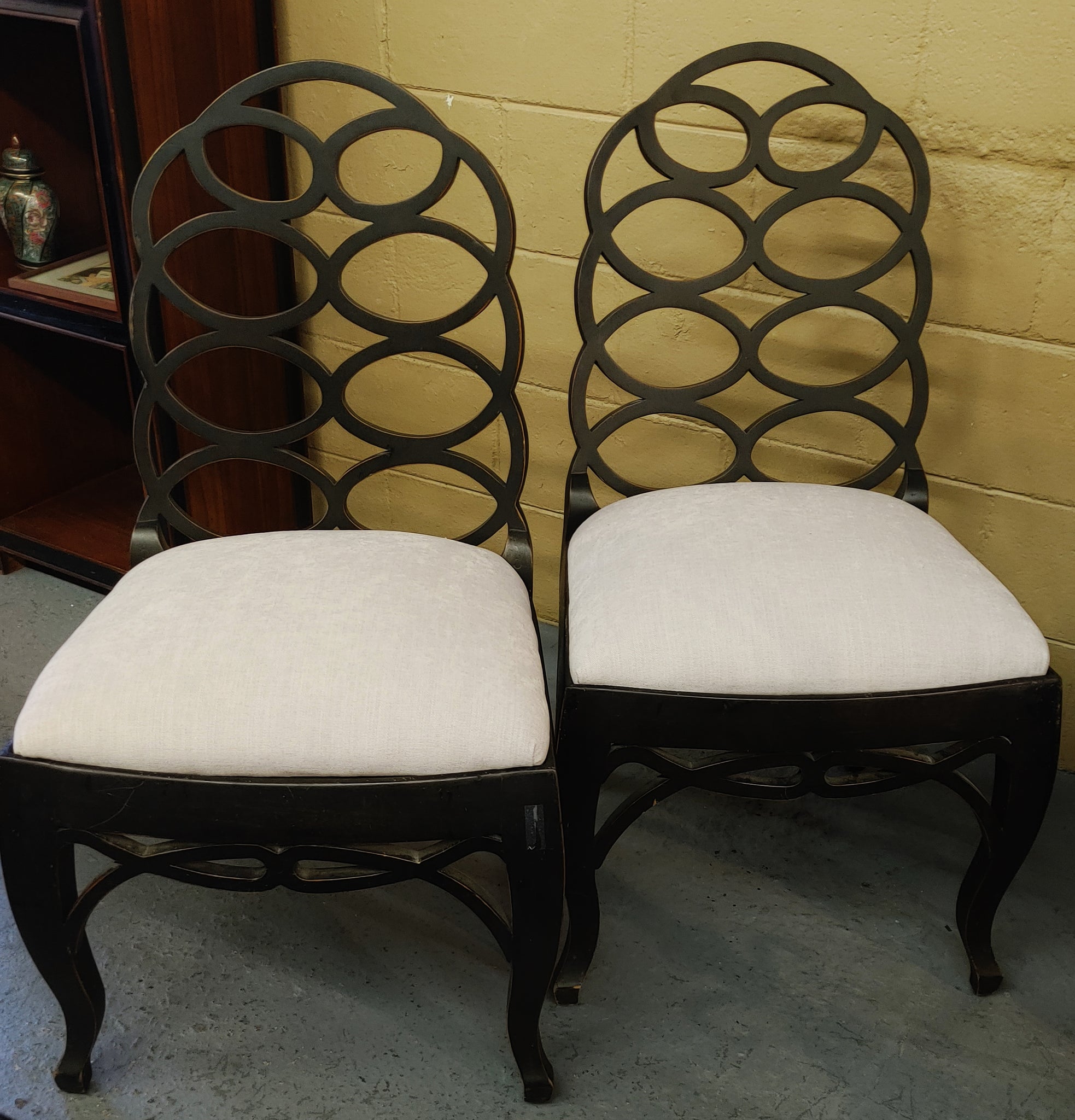 Designer Loop Back Accent Chairs by Schumacher Furniture - A Pair