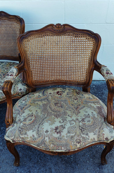 French Style Cane Back Chairs - A Pair