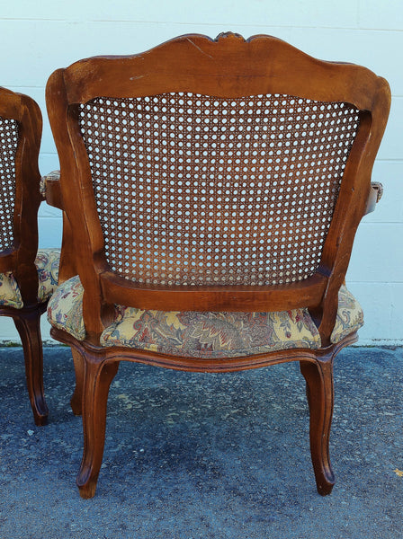 French Style Cane Back Chairs - A Pair