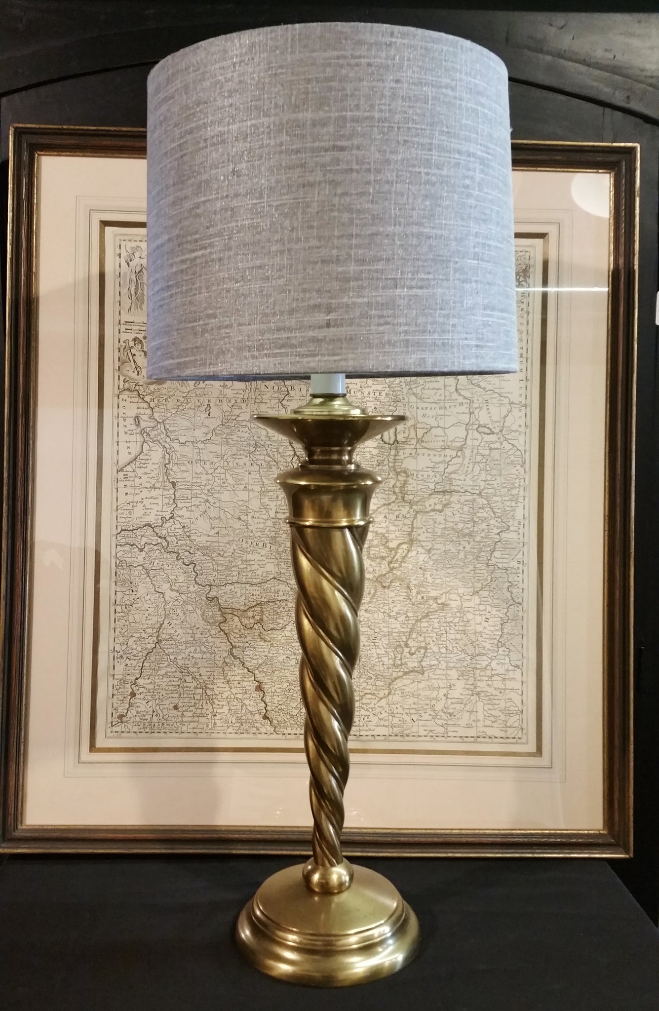 Vintage 1960s Brass Rope Twist Table Lamp Hollywood Regency