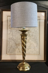 Vintage 1960s Brass Rope Twist Table Lamp Hollywood Regency