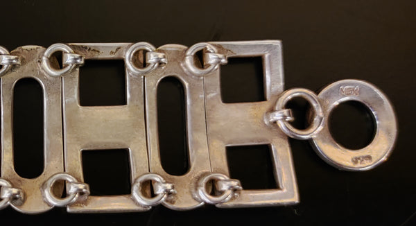 925 Sterling Silver Geometric Modernist Link Bracelet