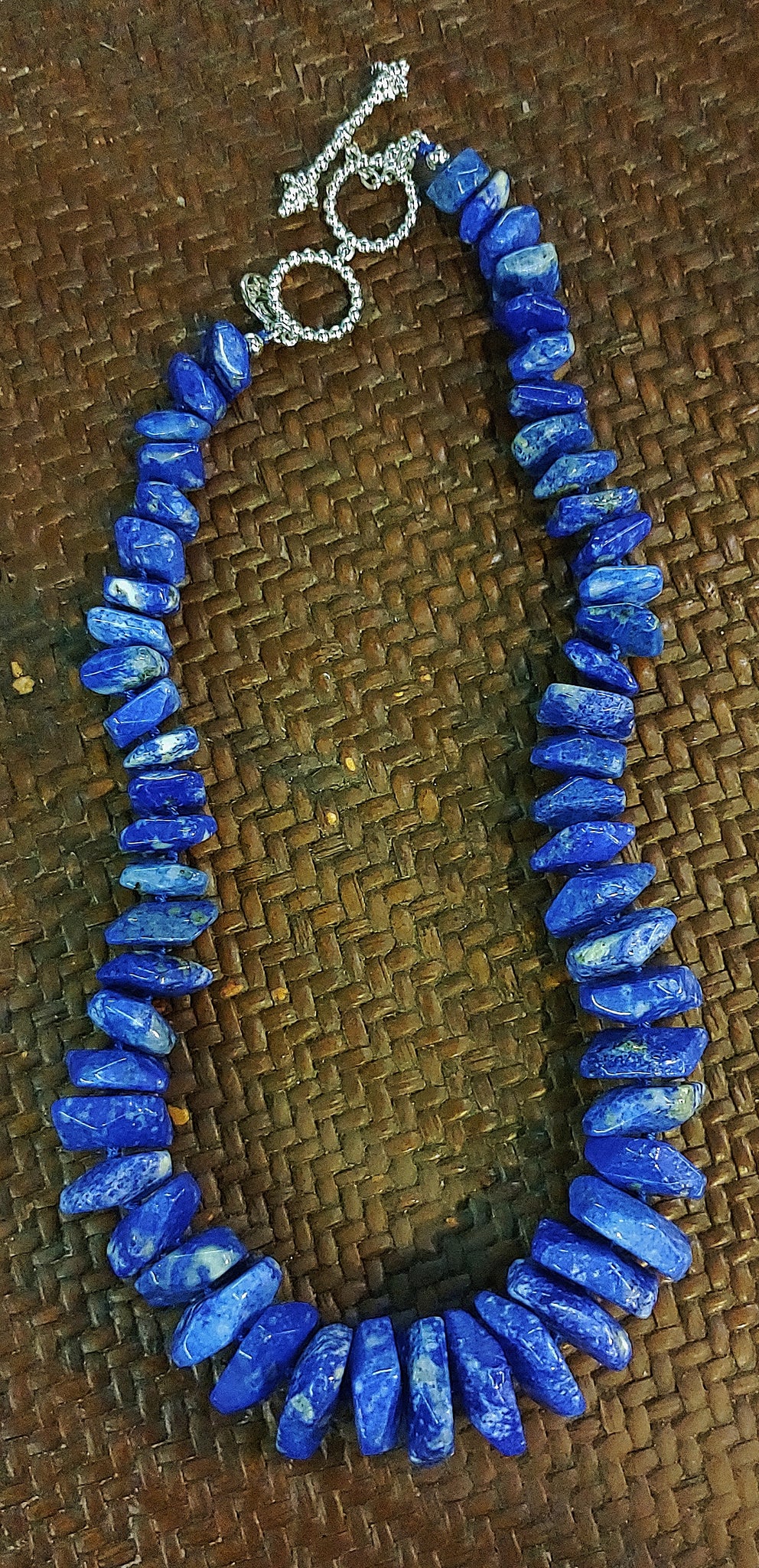 Chunky Lapis Lazuli 925 Sterling Silver Necklace
