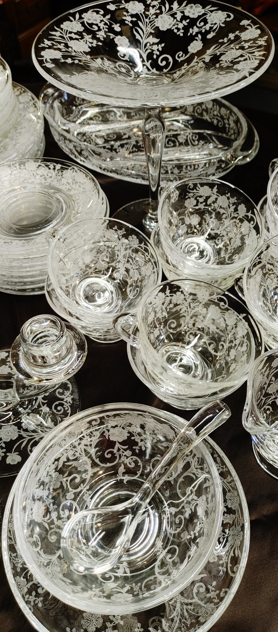 Shop the Vintage 1930s Fostoria Chintz Etched Crystal Wine Glasses