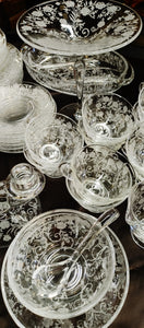 Vintage Fostoria Buttercup Etched Glass Crystal 82 pc Dinnerware Set